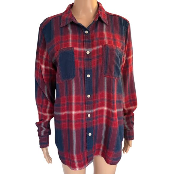 Upcycled Womens Plaid Flannel Shirt Dear Santa Stop Judging Me Christmas Holiday - Picture 3 of 6